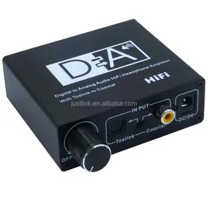 Toslink óptico para amplificador analógico hifi, coaxial para óptico 3.5mm l/r, digital para analógico, conversor de áudio com controle de volume