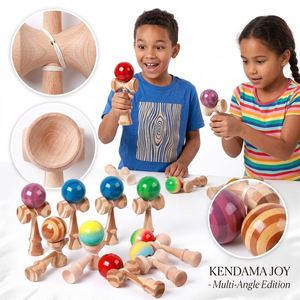 Juego de Kendama de Madera Premium, Colección con Asas de Bambú Laminado Pintadas con Degradado, Juguete de Habilidad con Bola para Niños y Adultos - Product Image 4