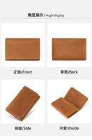 Nouveau Portefeuille Court en Cuir Crazy Horse Rétro, Durable, à Fermeture Pression, pour Monnaie et Cartes, Simple et Portable, Porte-Documents, Cartes de Crédit et Cartes de Visite