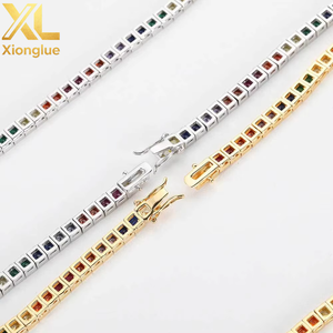 Hip Hop Bracelet 4mm Color Tennis Chain Micro-inlaid Square Zircon Hipster Hipster Hip Hop Bracelet Jewelry Tanjing Fashion - Product Image 5