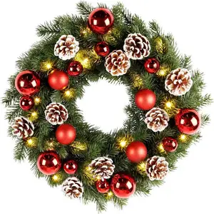 Christmas Luxury 30cm 40cm 50cm 60cm PVC+PE Mixed Material Christmas Wreath For Christmas Decoration