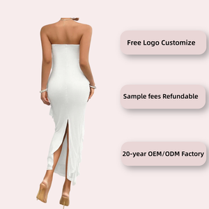 Abito Estivo da <span class=keywords><strong>Donna</strong></span> alla Moda, Vestito Sexy Senza Spalle Aderente per Club, Design Senza Maniche - Product Image 2