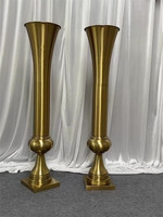 Vase Trompette en Métal Doré, Centre de Table de Mariage, Support Floral, Décoration de Table Moderne et Luxueuse, Présentoir pour Arrangements Floraux, Banquet