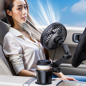 Ventilador para coche, soporte universal para vasos, ventilador eléctrico fijo para coche, ventilador pequeño USB 5V, universal para camión 12V/24V. - Product Image 2