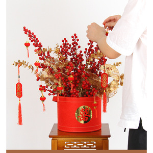 Bouquet de baies artificielles rouge et or pour décoration de mariage et de maison, 10 cm, en mousse, origine Chine FT001 - Product Image 4