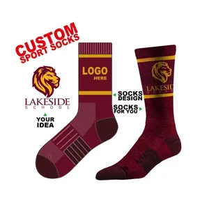 DESIGN GRATUIT & MOCK-UP Chaussettes de sport en coton personnalisées Chaussettes unisexes avec logo personnalisé Chaussettes avec logo personnalisé