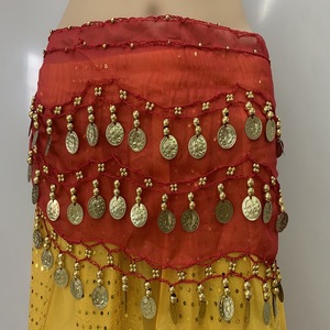 Foulard de <span class=keywords><strong>danse</strong></span> orientale pour danseuse, 3 couches, motif crochet avec pièces d'or, polyvalent et tendance - Product Image 4