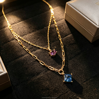 Gargantilla de Circonita Cúbica Multicolor, Plata de Ley 925, Chapada en Oro, Joyería para Mujer, Hecha a Mano, Vintage, Elegante, Regalo