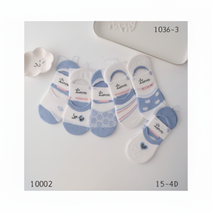 InvisiSocks Color-block traspirante in Nylon e seta alla caviglia con lettera del personaggio dei cartoni animati stampa estate primavera inverno - Product Image 1