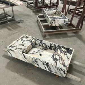 Thiết kế hiện đại nổi Vanity phòng tắm sang trọng curvycalacatta Viola cong rãnh đá cẩm thạch đá chìm cho khách sạn biệt thự sử dụng - Product Image 3