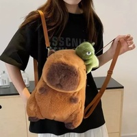 Sac à dos en peluche Capybara, design de dessin animé mignon et original, grande capacité, en polyester et rembourrage en coton PP, populaire en ligne