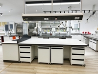 Mobilier de laboratoire Équipement Banc de laboratoire Cadre en C Table d'îlot de laboratoire entièrement en acier avec évier
