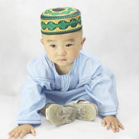 Tenue islamique traditionnelle musulmane de Dubaï : robe à col rond en cachemire pour garçons de 1 à 6 ans