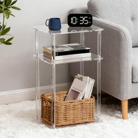 Mesa Transparente de Acrílico, Moderna y Minimalista, con Marco Transparente, para Sala de Estar, Dormitorio, Mesa de Centro, Almacenamiento Multicapa, Mesa Pequeña