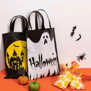 Custom Holiday Party <b>Prank</b> Skull Pumpkin Witch Candy Reusable Non Woven Tote Halloween <b>Gift</b> Bag for Kids - Product Image 4