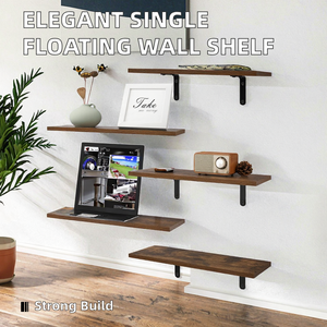 Élégant ensemble d'étagères murales flottantes en bois et fer multifonctionnel pour chambre, salon, garage, dressing, salle de bain, cuisine - Product Image 6