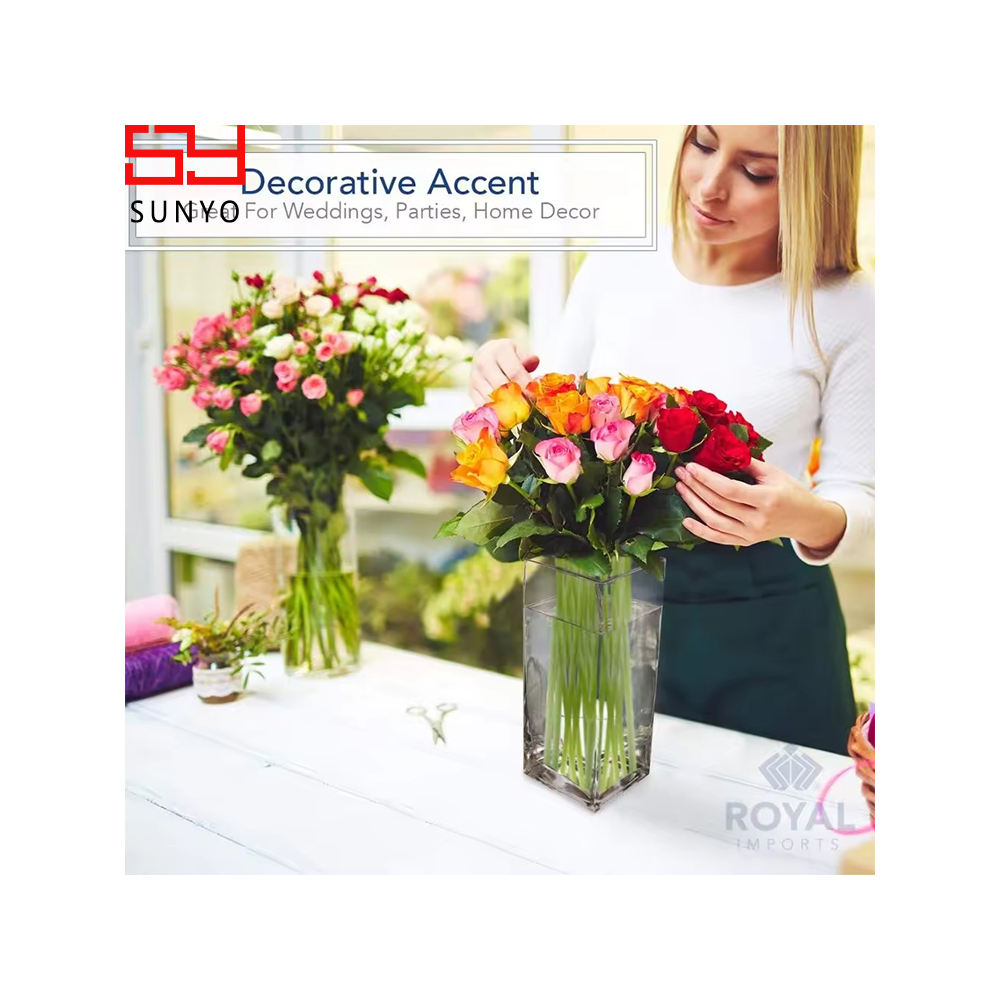 Sunyo 실린더 스퀘어 큐브 유리 꽃병 주식 크리스탈 하이 퀄리티 인기있는 블록 디자인 사용자 정의| Alibaba.com