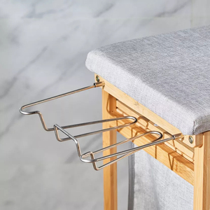 Scaffale Portabiancheria <span class=keywords><strong>da</strong></span> Bagno in Bambù con <span class=keywords><strong>Cesto</strong></span> <span class=keywords><strong>per</strong></span> Panni Sporchi, Ripiani e Asse <span class=keywords><strong>da</strong></span> Stiro - Product Image 5