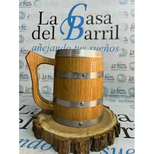 Mug en chêne style Viking The Barrel House 700 ml avec bandes en aluminium pour bière, couleur marron, emballage alimentaire et boisson - Product Image 2