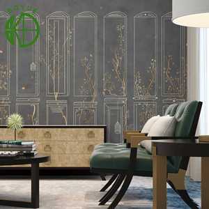 <span class=keywords><strong>Papier</strong></span> <span class=keywords><strong>peint</strong></span> mural de luxe personnalisé de style chinois avec motifs floraux et d'animaux pour la décoration des halls d'hôtel, des restaurants et des espaces commerciaux - Product Image 2