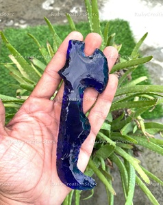 Hand Knapped Blue Glass Axe Knives <b>Set</b> - Obsidian Style Ritual Blades, <b>Crystal</b> Display Knife, Spiritual Altar Decor Gift - Product Image 2