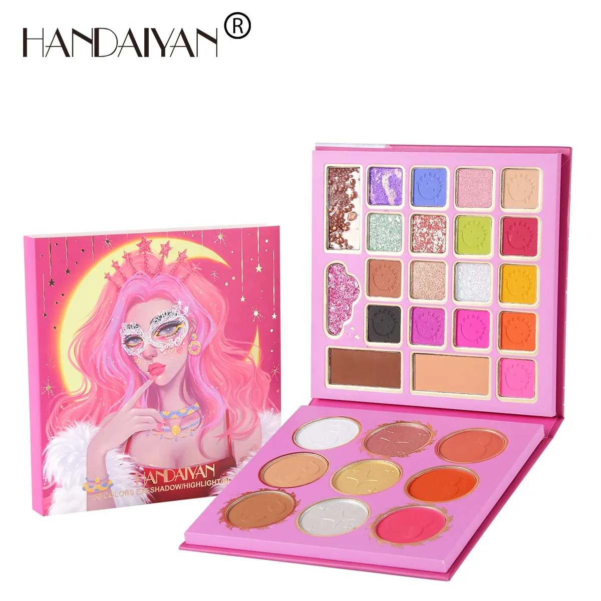 Handaiyan 30 màu sắc cô gái Eyeshadow Highlighter Blusher Brow bột mỹ phẩm trang điểm Palette bán chạy nhất
