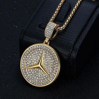 Bars Hip Hop Glacé Diamant Auto Logos Pièce Étanche Pvd En Acier Inoxydable Bijoux De Mode Pendentif Colliers Plaqué Or 18K