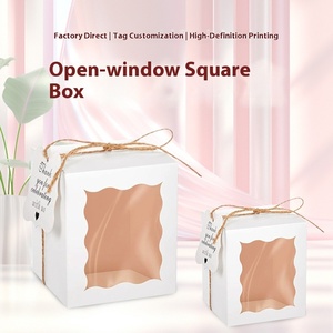 Harga grosir indah persegi transparan kemasan bunga boneka pot tanaman hadiah tas kue panggang barang kotak kardus - Product Image 3