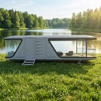 Capsule spatiale préfabriquée de luxe en acier au design moderne pour camping, hôtel, système intelligent, usage domestique, bureau, villa, cuisine