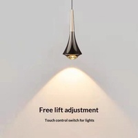 Lustre LED en verre avec cadre en fer réglable en hauteur, commande tactile, finition noir/or, éclairage suspendu pour chambre à coucher, restaurant