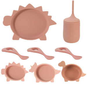 Juego de alimentación de dinosaurios para bebés, cuenco de silicona para bebés, vajilla para niños pequeños, platos de silicona de grado alimenticio, juego de alimentación para niños pequeños, destete - Product Image 4