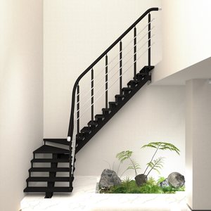 Escalera Metálica Recta para Exteriores Personalizada Yusituo con Estructura de Vidrio y Hierro Forjado para Instalación en Viviendas y Villas - Product Image 5