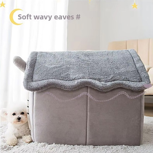 Haustierbett, Ganzjährig Nutzbar, Hundebett, Katzenbett, Katzenhaus, Hundehütte, Haustier-Villa, Warm - Product Image 3