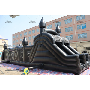 Pista de Obstáculos Inflable Negra Grande Comercial para Eventos de Equipo, Alquiler para Fiestas y Parques de Diversiones - Product Image 1