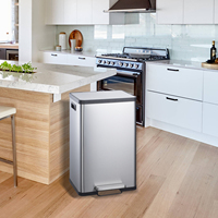 JILI OEM Poubelle rectangulaire à volume élevé Poubelle en acier inoxydable 50l Poubelle de 13 gallons avec doublure pour cuisine d'hôtel