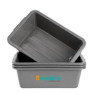Kotak Tote Penyimpanan Layanan Makanan, Plastik Polipropilena Komersial Tahan Lama dengan Pegangan