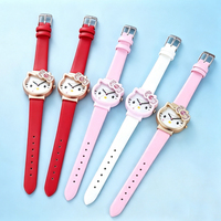 Montre Bracelet Enfant à Quartz Motif Chat de Dessin Animé Mignon, Ensemble Cadeau Montre Numérique à Aiguilles pour Filles et Femmes