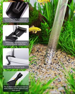 Seaoura SR-529 조절 가능한 수족관 자갈 진공 청소기 수동 사이펀 물 교체기 에어 푸시 버튼 포함 모래 세척용 - Product Image 5