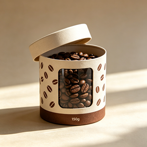 Conteneur alimentaire biodégradable sur mesure, emballage pour grains de café, tube cylindrique hermétique avec fenêtre - Product Image 5