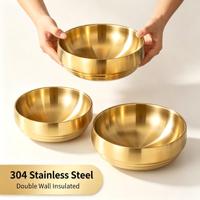 Bol à ramen coréen anti-brûlure en acier inoxydable 304, vintage, ondulé, à double paroi, résistant à la chaleur, compatible four et lave-vaisselle