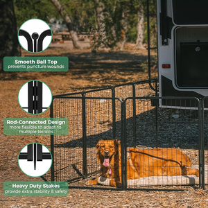 Barrière pliable pour animaux de compagnie, panneau de clôture pour chien, revêtement en poudre écologique, <span class=keywords><strong>anti</strong></span>-rouille, portable, pour <span class=keywords><strong>jardin</strong></span>, pelouse, terrasse, vente en gros en usine, certifiée CE ISO - Product Image 2