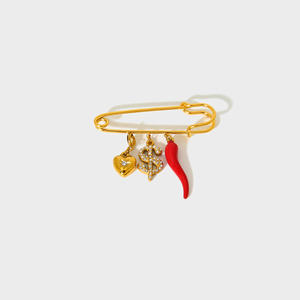 Criativo na moda DIY Encantos Acessórios Aço Inoxidável Esmalte Chilli Pepper Starfish Shell Flower Cherry Sun Heart Pin <span class=keywords><strong>Brooch</strong></span> - Product Image 6