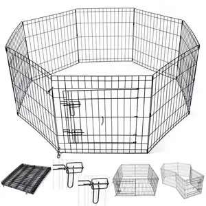 Foldable Dog Playpen Crate Metal Fence Pet Puppy Play Pen Exercise Cage 8 Panels