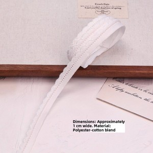 Cinta de encaje de 1 cm, cinta de ribete de poliéster y algodón, tira de borde DIY, accesorios hechos a mano, material para lazos para el cabello, tela textil para el hogar, costura - Product Image 6