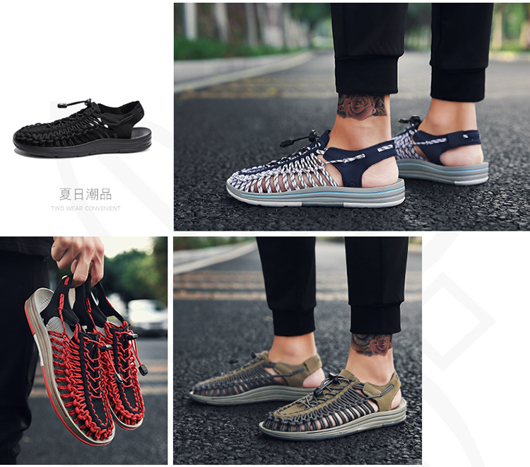 New Woven Roman Sandals Men Casual Beach Shoes Outdoor Mountaineering Wading Shoes