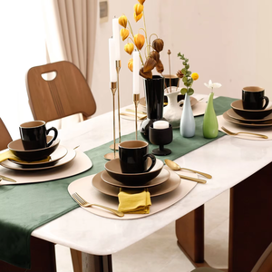 18Pc Darkbeige Elegant Cookware Plates Simple Design Stoneware Ceramic Dishes Plates With Coffee Mugs Practical Dinnerware Sets - Product Image 2