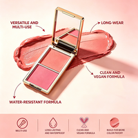 Palette de fard à joues 2-en-1 de luxe dorée, 12 couleurs, crème et poudre, étiquette privée, végétalienne, personnalisable, bronzer, résistante à l'eau, vente chaude