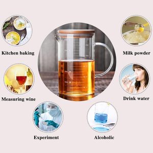 <span class=keywords><strong>Pichet</strong></span> à mesurer en verre multi-usages avec couvercle en bambou, <span class=keywords><strong>pichet</strong></span> en verre résistant à la chaleur, <span class=keywords><strong>1L</strong></span>, grande capacité, pot en verre pour un usage quotidien - Product Image 4