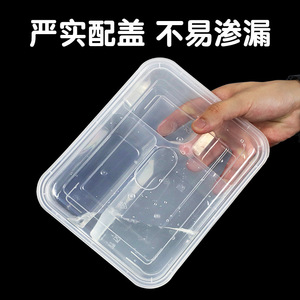 Borui Three Compartment <b>Lunch</b> <b>Box</b> <b>Plastic</b> Lid Microwave Safe Food Grade Disposable Rectangle Container For Meal Prep - Product Image 3