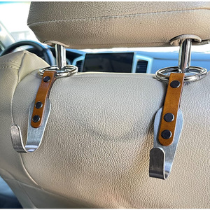 Stroller <b>hooks</b>, metal and leather stroller <b>hooks</b>, <b>car</b> rear seat <b>hooks</b> for storage. - Product Image 1